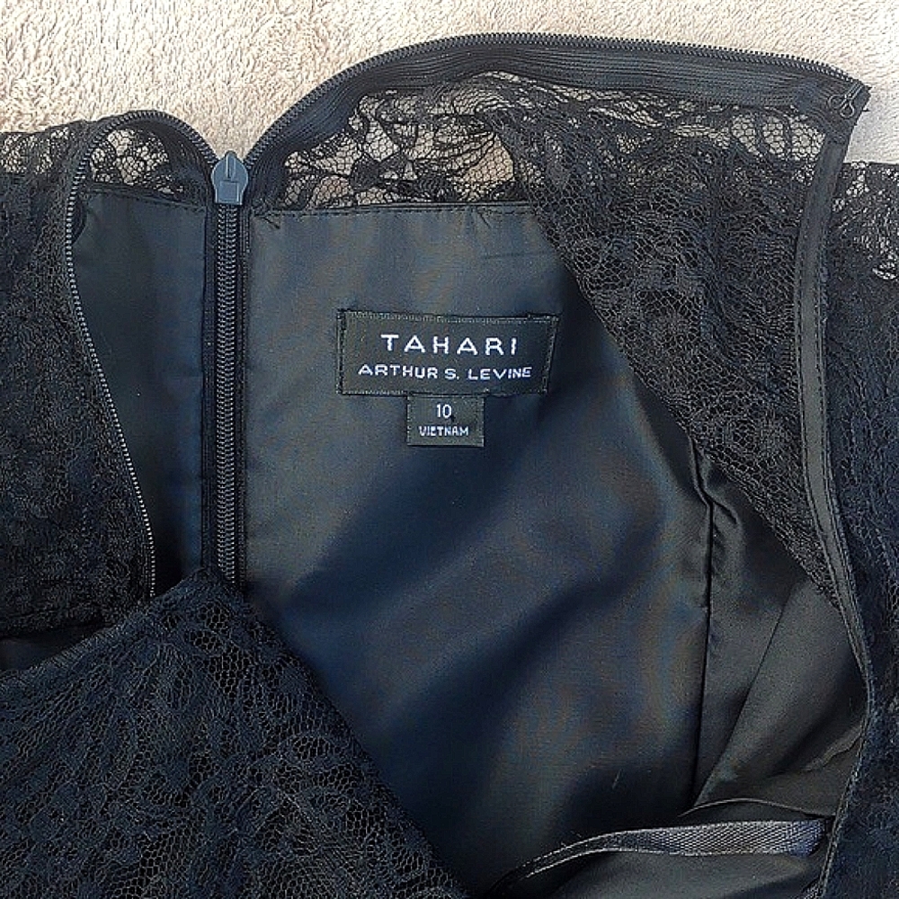 😎TARARI ARTHUR S. LEVINE Lace Cocktail Dress in Black - Picture 8 of 12